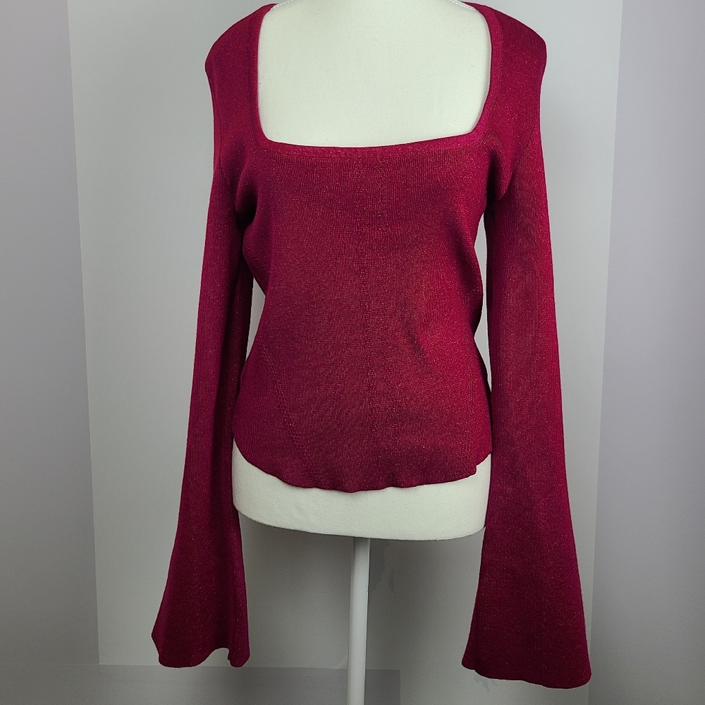 Maeve Square Neck Sweater in Rich Burgundy